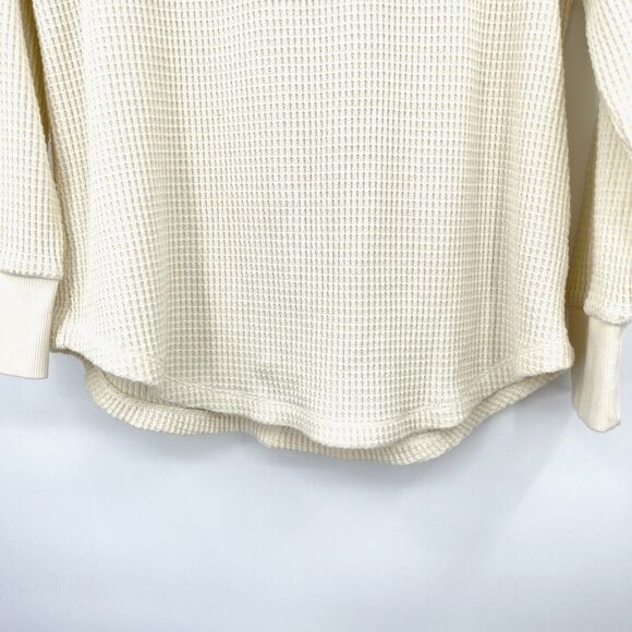 Madewell Mockneck Waffle Knit Top Womens S Ivory Long Sleeve Pullover Thermal - Picture 5 of 13